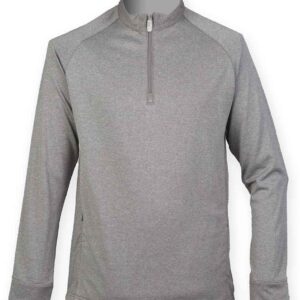 Henbury Zip Neck Wicking Top | Grey Marl