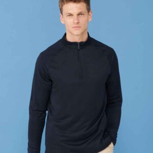 Henbury Zip Neck Wicking Top | Navy