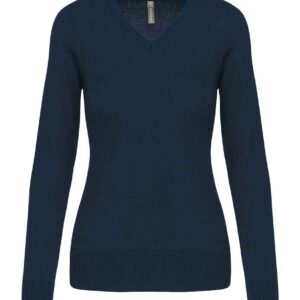 Kariban Ladies Cotton Acrylic V Neck Sweater | Navy