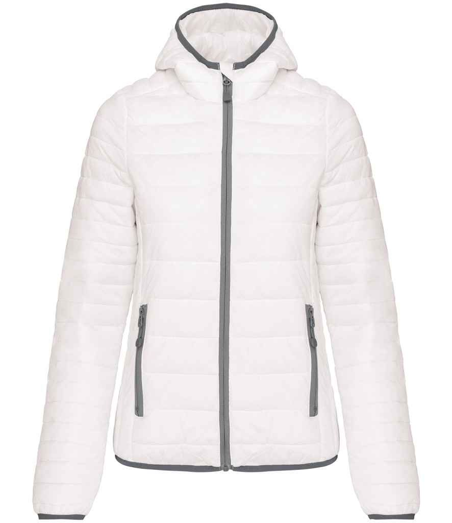 Kariban Ladies Lightweight Hooded Padded Jacket | White