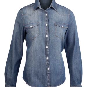 Kariban Ladies Long Sleeve Denim Shirt | Blue Jean