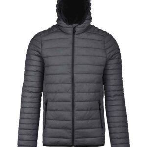 Kariban Lightweight Hooded Padded Jacket | Marl Dark Grey