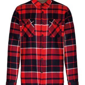 Kariban Sherpa Lined Checked Shirt Jacket | Red/Navy