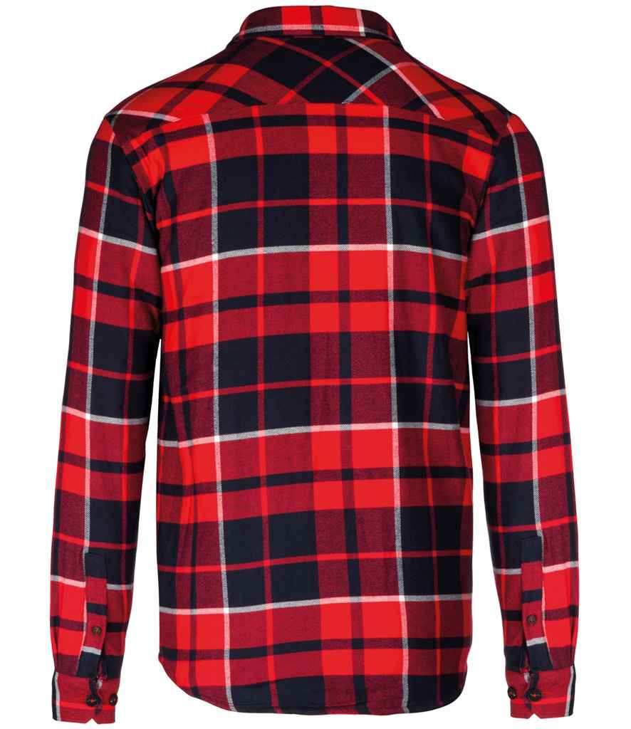 Kariban Sherpa Lined Checked Shirt Jacket | Red/Navy - Image 2