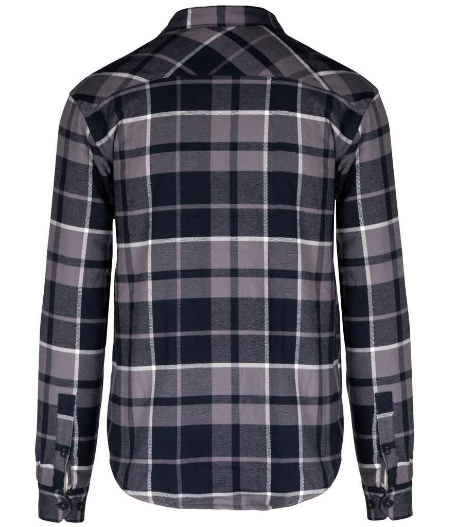 Kariban Sherpa Lined Checked Shirt Jacket | Storm Grey/Navy - Image 2