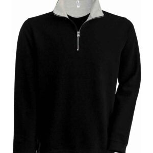Kariban Trucker Zip Neck Sweatshirt | Black/Heather Grey