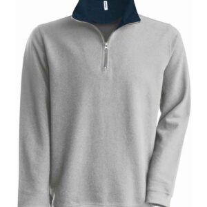 Kariban Trucker Zip Neck Sweatshirt | Heather Grey/Navy
