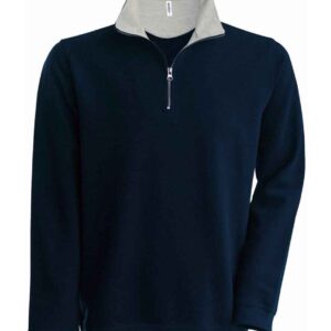 Kariban Trucker Zip Neck Sweatshirt | Navy/Heather Grey