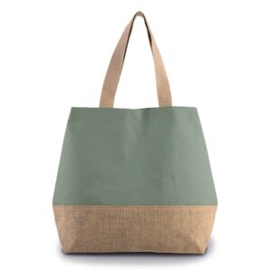 Kimood Canvas & Jute Shopper | Dusty Light Green/Natural