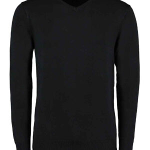Kustom Kit Arundel Cotton Acrylic V Neck Sweater | Black