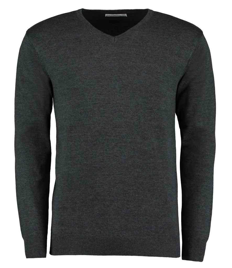 Kustom Kit Arundel Cotton Acrylic V Neck Sweater | Graphite Grey