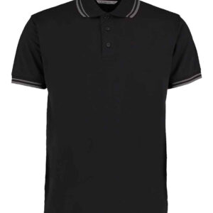 Kustom Kit Contrast Tipped Poly/Cotton Piqué Polo Shirt | Black/Charcoal