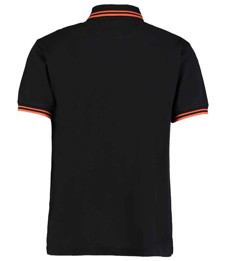 Kustom Kit Contrast Tipped Poly/Cotton Piqué Polo Shirt | Black/Orange - Image 2