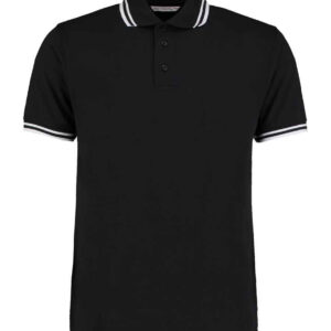 Kustom Kit Contrast Tipped Poly/Cotton Piqué Polo Shirt | Black/White