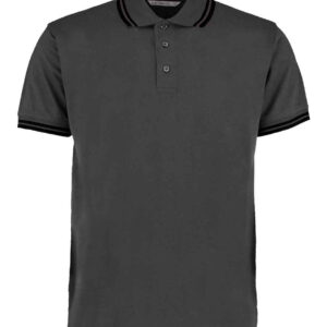 Kustom Kit Contrast Tipped Poly/Cotton Piqué Polo Shirt | Charcoal/Black