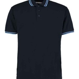 Kustom Kit Contrast Tipped Poly/Cotton Piqué Polo Shirt | Navy/Light Blue