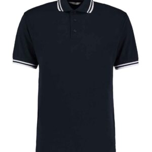 Kustom Kit Contrast Tipped Poly/Cotton Piqué Polo Shirt | Navy/White