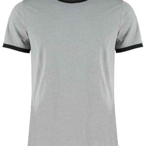 Kustom Kit Fashion Fit Ringer T-Shirt | Light Grey Marl/Black