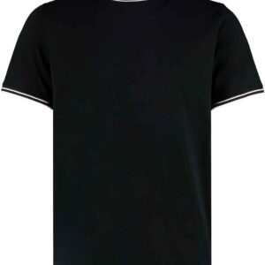 Kustom Kit Fashion Fit Tipped T-Shirt | Black/Grey
