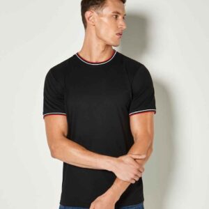 Kustom Kit Fashion Fit Tipped T-Shirt | Black/Red