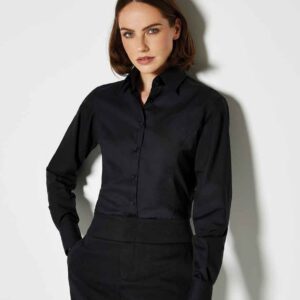 Kustom Kit Ladies Long Sleeve Tailored Business Shirt | Black