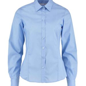 Kustom Kit Ladies Long Sleeve Tailored Business Shirt | Light Blue