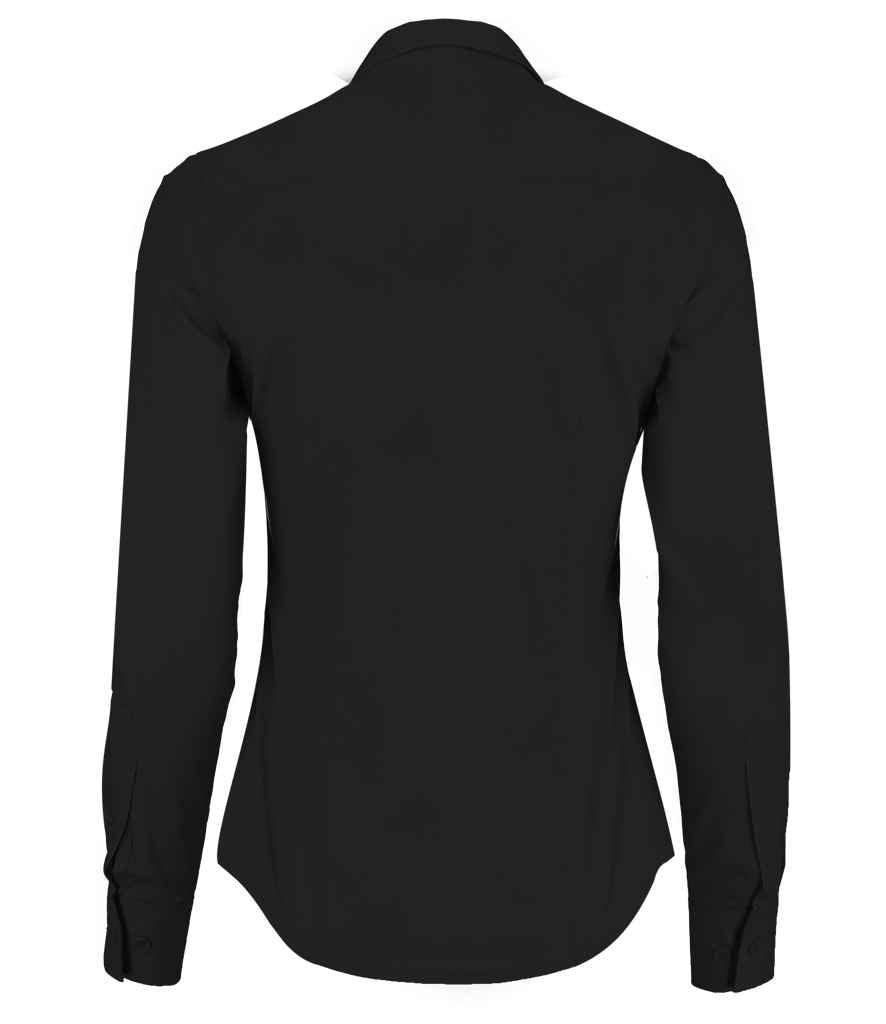 Kustom Kit Ladies Long Sleeve Tailored Poplin Shirt | Black - Image 2