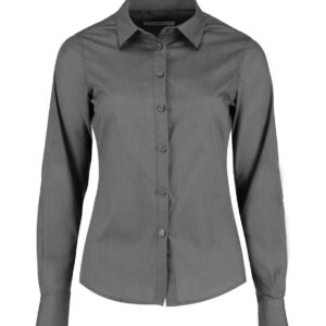 Kustom Kit Ladies Long Sleeve Tailored Poplin Shirt | Graphite Grey