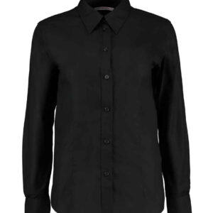 Kustom Kit Ladies Long Sleeve Tailored Workwear Oxford Shirt | Black