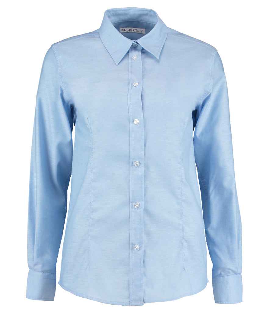 Kustom Kit Ladies Long Sleeve Tailored Workwear Oxford Shirt | Light Blue