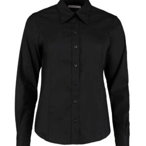 Kustom Kit Ladies Premium Long Sleeve Tailored Oxford Shirt | Black