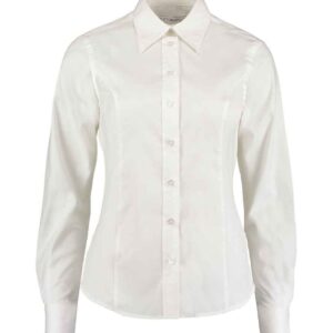 Kustom Kit Ladies Premium Long Sleeve Tailored Oxford Shirt | White