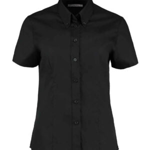 Kustom Kit Ladies Premium Short Sleeve Tailored Oxford Shirt | Black