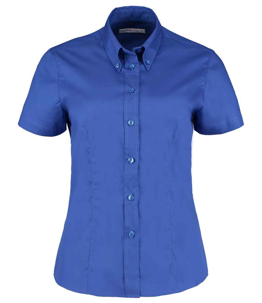 Kustom Kit Ladies Premium Short Sleeve Tailored Oxford Shirt | Royal Blue