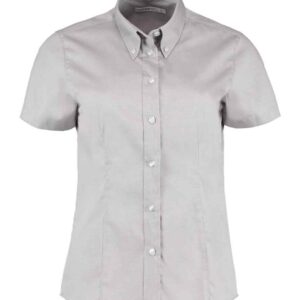 Kustom Kit Ladies Premium Short Sleeve Tailored Oxford Shirt | Silver