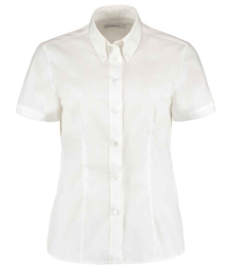 Kustom Kit Ladies Premium Short Sleeve Tailored Oxford Shirt | White - Image 2