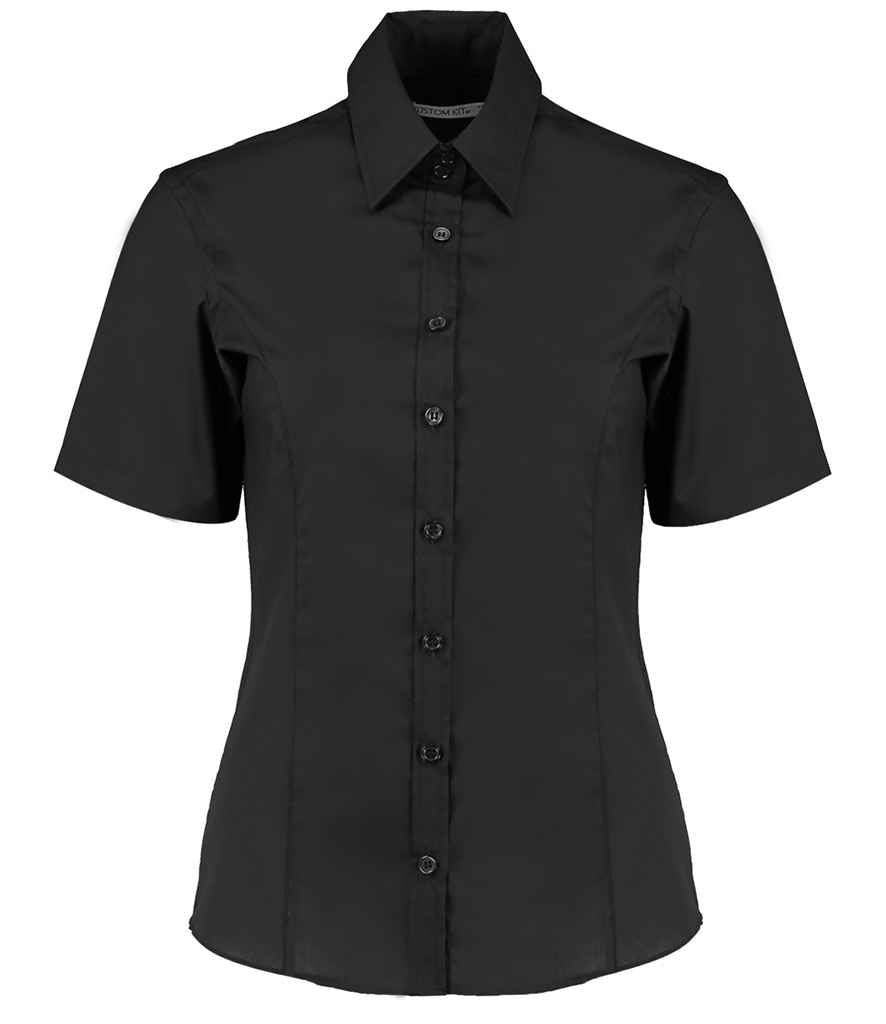 Kustom Kit Ladies Short Sleeve Tailored Business Shirt | Black