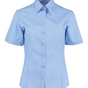 Kustom Kit Ladies Short Sleeve Tailored Business Shirt | Light Blue