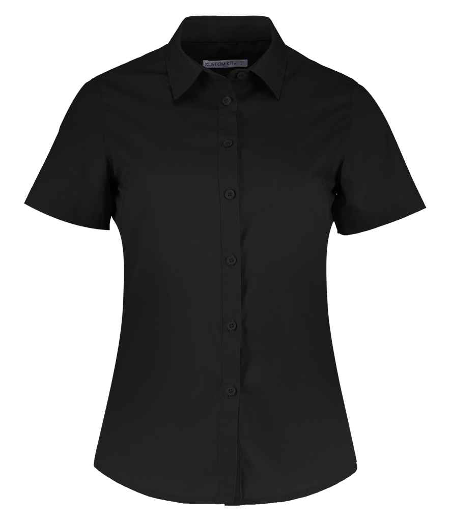 Kustom Kit Ladies Short Sleeve Tailored Poplin Shirt | Black - Image 2