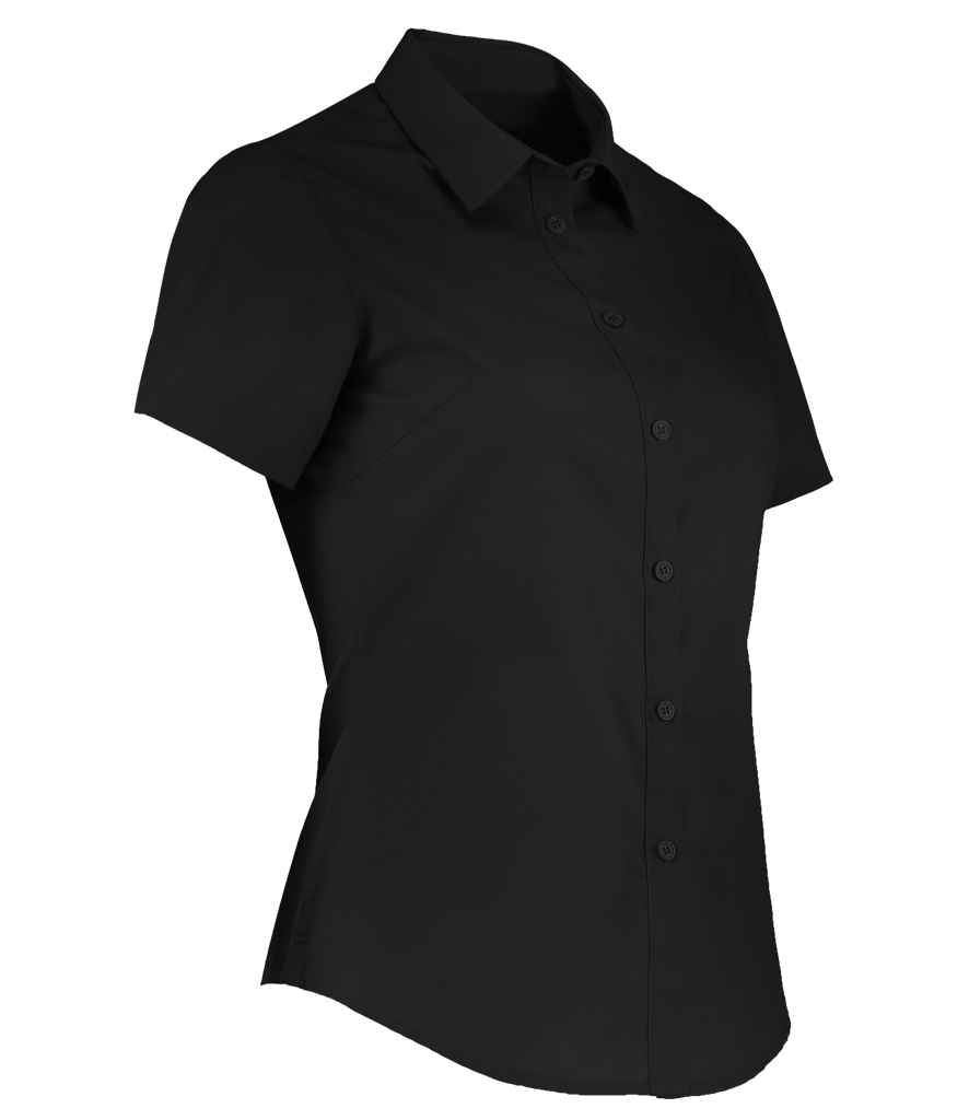 Kustom Kit Ladies Short Sleeve Tailored Poplin Shirt | Black - Image 4