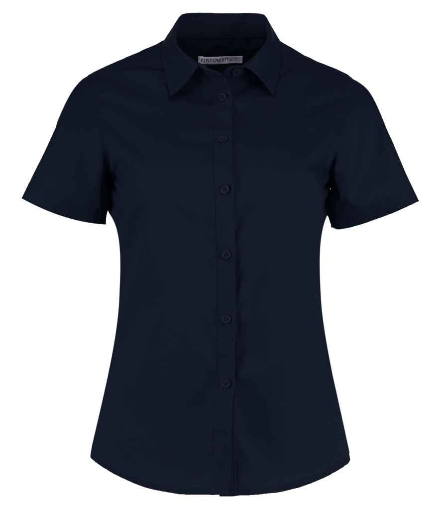 Kustom Kit Ladies Short Sleeve Tailored Poplin Shirt | Dark Navy