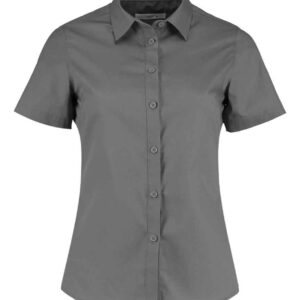 Kustom Kit Ladies Short Sleeve Tailored Poplin Shirt | Graphite Grey