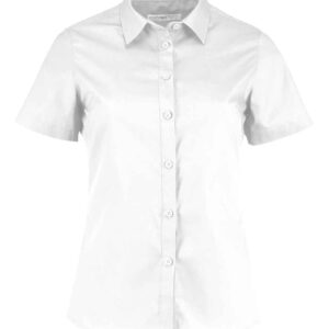 Kustom Kit Ladies Short Sleeve Tailored Poplin Shirt | White