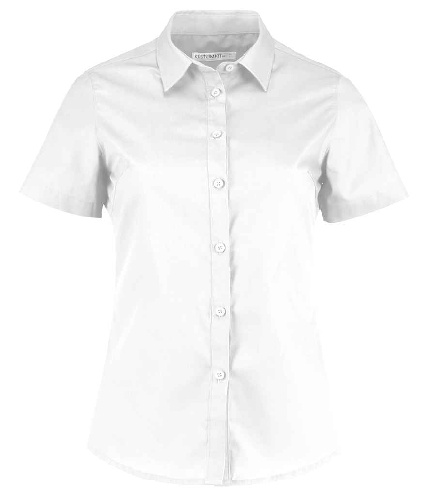 Kustom Kit Ladies Short Sleeve Tailored Poplin Shirt | White