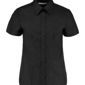 Kustom Kit Ladies Short Sleeve Tailored Workwear Oxford Shirt | Black