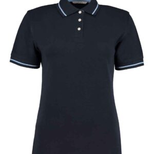 Kustom Kit Ladies St Mellion Tipped Cotton Piqué Polo Shirt | Navy/Light Blue