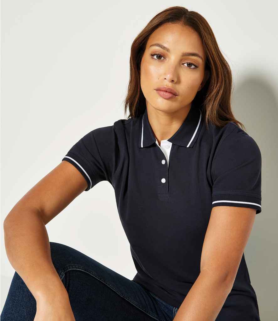 Kustom Kit Ladies St Mellion Tipped Cotton Piqué Polo Shirt | Navy/White - Image 3