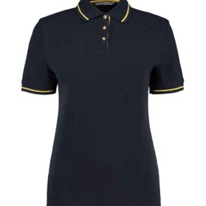 Kustom Kit Ladies St Mellion Tipped Cotton Piqué Polo Shirt | Navy/Yellow