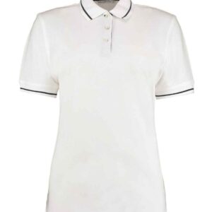 Kustom Kit Ladies St Mellion Tipped Cotton Piqué Polo Shirt | White/Navy