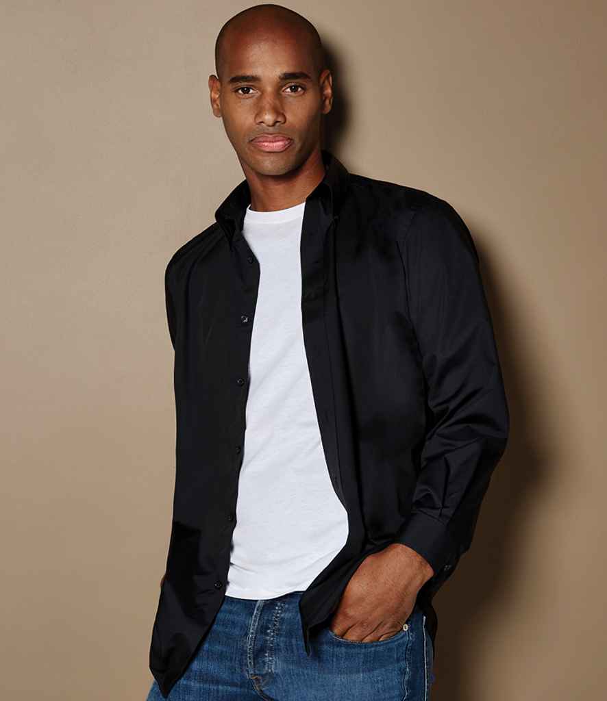 Kustom Kit Long Sleeve Classic Fit Workforce Shirt | Black